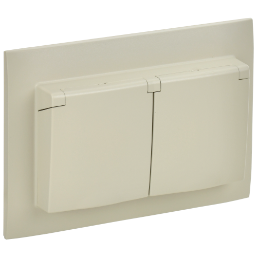 SKANDY Розетка 2-местная и крышкой 16А в сборе IP44 SK-R12B бежевый IEK