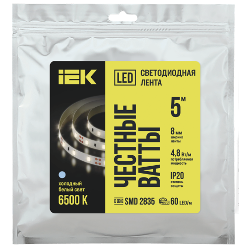 Лента светодиодная 5м LSR-2835W60-4,8-IP20-12В IEK