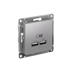ATLASDESIGN USB РОЗЕТКА A+A, 5В/2,1А, 2х5В/1,05А, механизм, АЛЮМИНИЙ