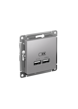 ATLASDESIGN USB РОЗЕТКА A+A, 5В/2,1А, 2х5В/1,05А, механизм, АЛЮМИНИЙ