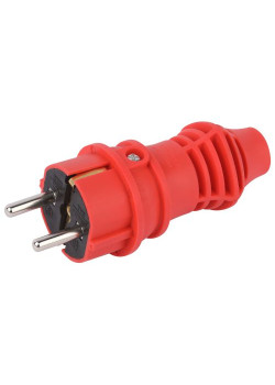 Вилка прямая VX13-R-IP44 16А IP44 с заземл. каучук красн. Эра Б0069322