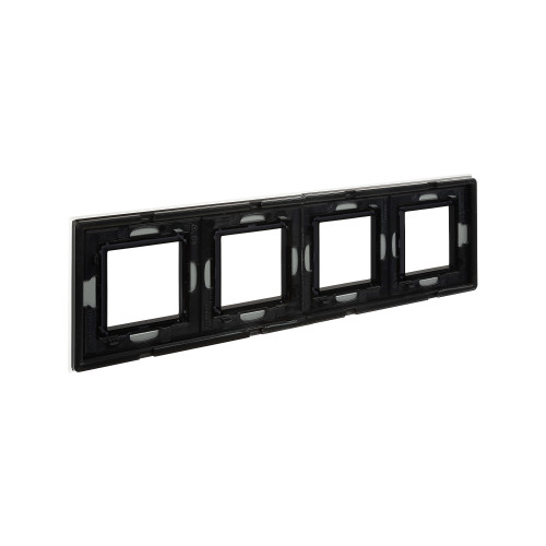 Рамка из натурального стекла 4 поста (8 мод.),  Avanti, светло-серая