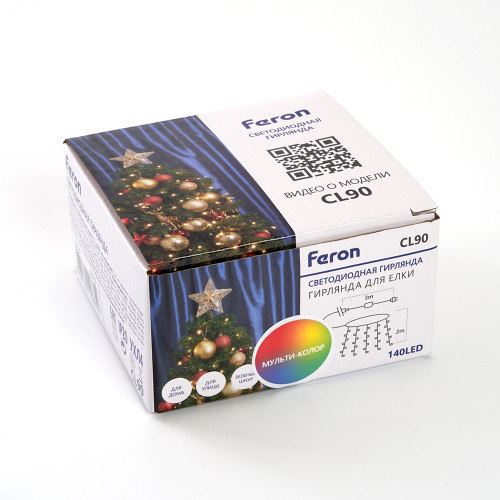 Светодиодная гирлянда Feron CL90 7 веток (2м) + 1.5м 230V мультиколор, c питанием от сети, прозрачный шнур Светодиодная гирлянда Feron CL90 7 веток (2м) + 1.5м 230V мультиколор, c питанием от сети, прозрачный шнур