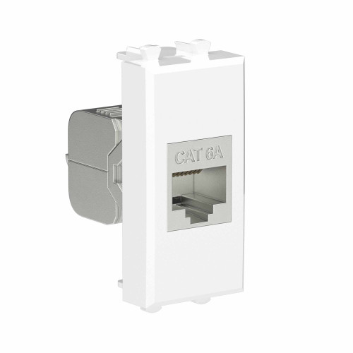 Компьютерная розетка RJ-45 без шторки модульная, кат.6А экранированная, Avanti, белое облако, 1 модуль Компьютерная розетка RJ-45 без шторки модульная, кат.6А экранированная, Avanti, белое облако, 1 модуль