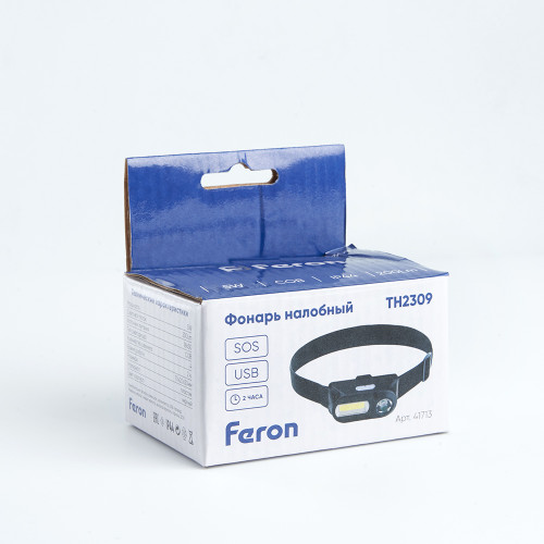 Фонарь налобный Feron TH2309 с аккумулятором USB Type-C 1*18650, 3W+2W XPE+COB IP44, пластик Фонарь налобный Feron TH2309 с аккумулятором USB Type-C 1*18650, 3W+2W XPE+COB IP44, пластик