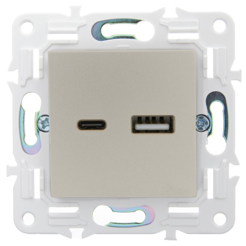 SKANDY Розетка USB A+C 18Вт SK-R13Sa песочный IEK SKANDY Розетка USB A+C 18Вт SK-R13Sa песочный IEK