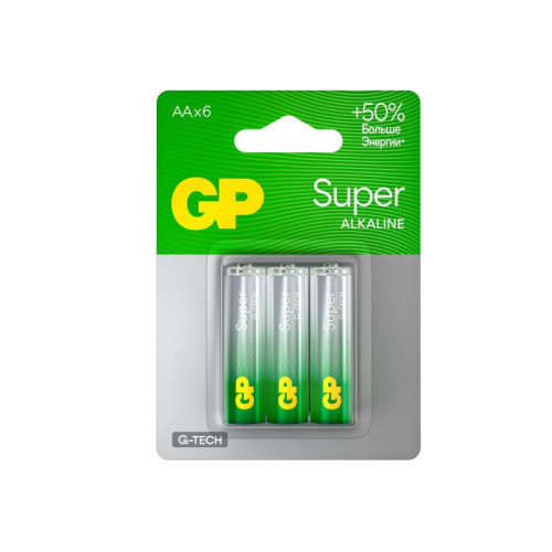 Элемент питания алкалиновый AA/LR6 1.5В Super Alkaline G-Tech (блист.6шт) GP 1228