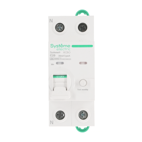 Systeme9 Авт. выкл. диф. тока (АВДТ) 1P+N C 20A 6kA 30мА Тип-A 230В Systeme9 Авт. выкл. диф. тока (АВДТ) 1P+N C 20A 6kA 30мА Тип-A 230В