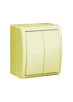 Выключатель 2-кл. ОП Simon 15 Aqua 10А IP54 с подсветкой винтов. зажим сл. кость Simon 1594399-031