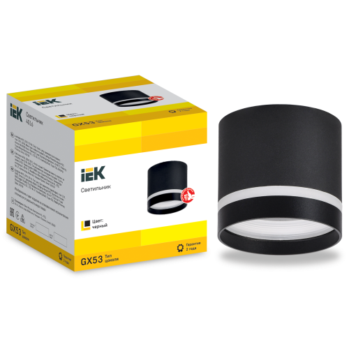 Светильник 4016 накладной потолочный под лампу GX53 черный IEK Светильник 4016 накладной потолочный под лампу GX53 черный IEK