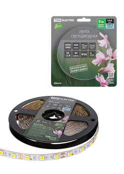 Лента светодиодная SMD5050-60 LED/м-IP20-12 В-14,4 Вт/м-4000 К (5 м) блистер TDM