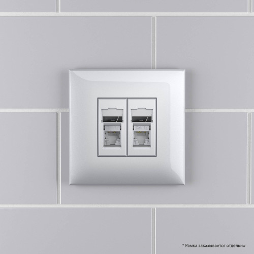 Компьютерная розетка RJ-45 в стену, кат.5e двойная экранированная, Avanti, закаленная сталь Компьютерная розетка RJ-45 в стену, кат.5e двойная экранированная, Avanti, закаленная сталь