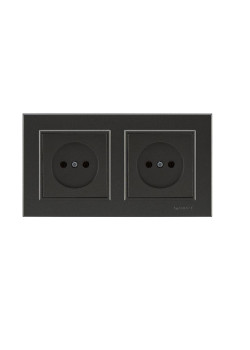 Розетка 2-м СП Karea 10А IP20 б/з дым. металлик Makel 56050017