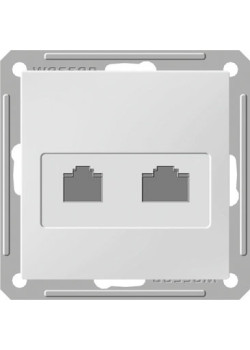 W59 РОЗЕТКА двойная компьютерная RJ45+RJ45 кат. 5e, механизм, БЕЛЫЙ