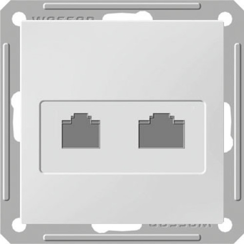 W59 РОЗЕТКА двойная компьютерная RJ45+RJ45 кат. 5e, механизм, БЕЛЫЙ