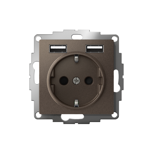 ATLASDESIGN РОЗЕТКА 16А c 2 USB A+A, 5В/2,4А, 2х5В/1,2А, механизм, МОККО ATLASDESIGN РОЗЕТКА 16А c 2 USB A+A, 5В/2,4А, 2х5В/1,2А, механизм, МОККО
