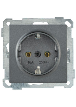 Розетка 1-м СП Bolero РС11-1-0-Б 16А IP20 с заземл. механизм антрацит IEK ERB11-K95-16