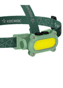 Фонарь аккумуляторный налобный 7Вт COB LED+красн. Li-ion 18650 1200мА.ч корпус ABS-пластик USB-шнур type C регулируемый эласт. ремешок КОСМОС KOC503Lit