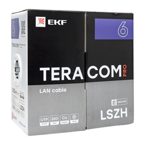 Витая пара TERACOM PRO Cat.6 U/UTP 4 п. solid 23AWG LSZH нг(А)-HF сер. (305м) Витая пара TERACOM PRO Cat.6 U/UTP 4 п. solid 23AWG LSZH нг(А)-HF сер. (305м)