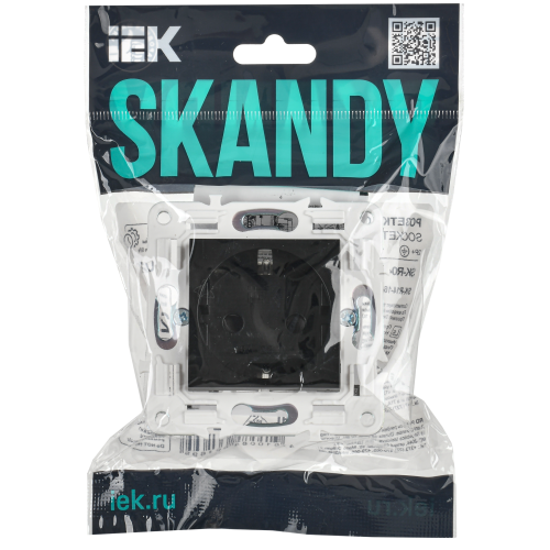SKANDY Розетка с заземлением с защитными шторками 16А безвинтовое крепление SK-R06Bl черный IEK SKANDY Розетка с заземлением с защитными шторками 16А безвинтовое крепление SK-R06Bl черный IEK