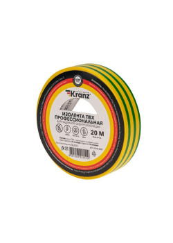 Изолента ПВХ профессиональная 0.18х19мм 20м желт./зел. Kranz KR-09-2807