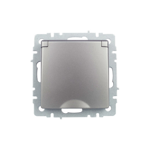 BRITE Розетка 1-местная с заземлением с защитными шторками и крышкой 16А IP20 РСбш10-3-БрС сталь IEK BRITE Розетка 1-местная с заземлением с защитными шторками и крышкой 16А IP20 РСбш10-3-БрС сталь IEK