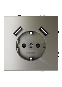 Розетка 1-м СП S70 16А с USB A+A с заземл. защ. шторки механизм шелк Voltum VLS040404