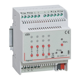 KNX. Активатор для приводов жалюзи/рольставень 4-канальный 6А.DIN 4 модуля.