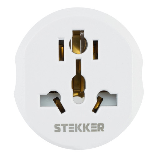 Адаптер-переходник для евровилки с/з, ультраплоский, STEKKER ADP16-06-20W , 250В, 16A, IP20,белый