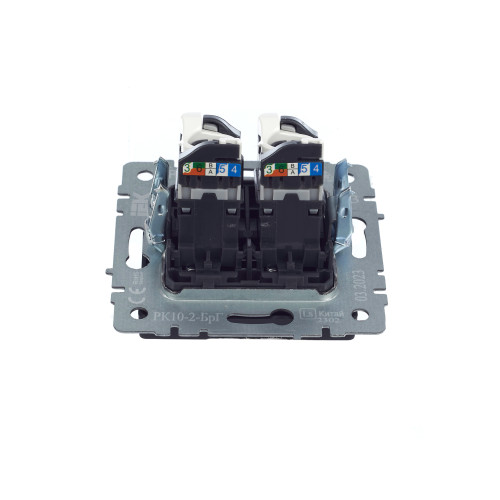 BRITE Розетка компьютерная двойная RJ45 кат.5E РК10-2-БрГ графит IEK BRITE Розетка компьютерная двойная RJ45 кат.5E РК10-2-БрГ графит IEK