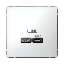 ARTGALLERY USB РОЗЕТКА тип-С 65Вт высокоскор.заряд. QC, PD, механизм, БЕЛЫЙ