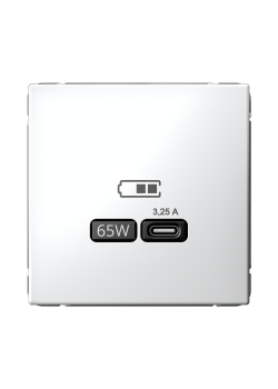 ARTGALLERY USB РОЗЕТКА тип-С 65Вт высокоскор.заряд. QC, PD, механизм, БЕЛЫЙ