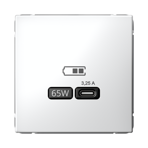 ARTGALLERY USB РОЗЕТКА тип-С 65Вт высокоскор.заряд. QC, PD, механизм, БЕЛЫЙ