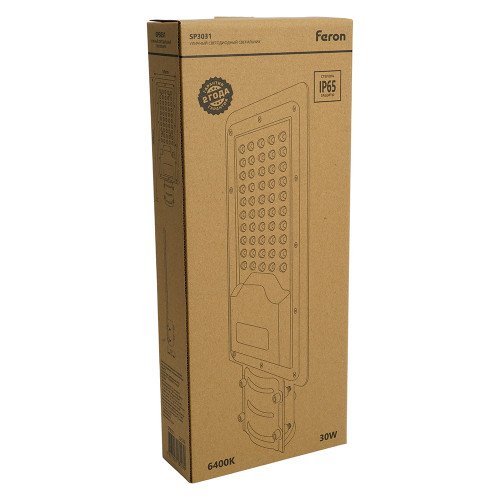 Светодиодный уличный консольный светильник Feron SP3031 30W 6400K 230V, серый Светодиодный уличный консольный светильник Feron SP3031 30W 6400K 230V, серый