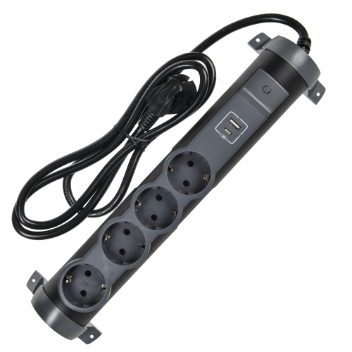 COMFORT Удлинитель У04К 4 места 2P+PE 1,5м 3х1,5мм2 16А USB A+C 20Вт черный IEK