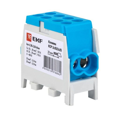 Клемма распределительная КСР с двойным винтом 2x35/2x25 cиняя EKF Клемма распределительная КСР с двойным винтом 2x35/2x25 cиняя EKF