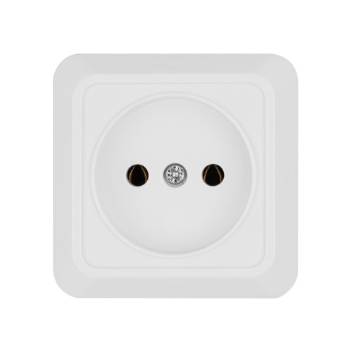 Розетка 2П открытой установки IP20 10А, белая Розетка 2П открытой установки IP20 10А, белая