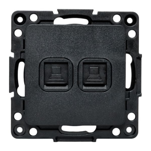 Стокгольм Механизм Розетки RJ-45 2-местной черный EKF Стокгольм Механизм Розетки RJ-45 2-местной черный EKF