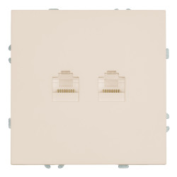 Розетка компьютерная 2-местная RJ-45 (механизм), STEKKER, серия Эмили, RST00-5111-08, кашемир, soft touch