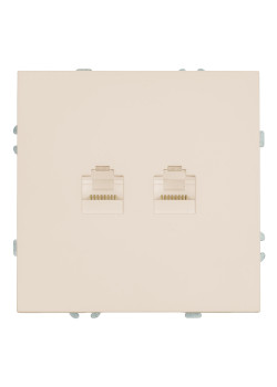 Розетка компьютерная 2-местная RJ-45 (механизм), STEKKER, серия Эмили, RST00-5111-08, кашемир, soft touch