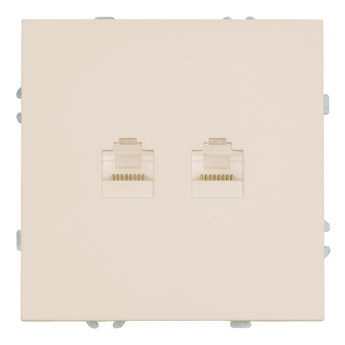 Розетка компьютерная 2-местная RJ-45 (механизм), STEKKER, серия Эмили, RST00-5111-08, кашемир, soft touch