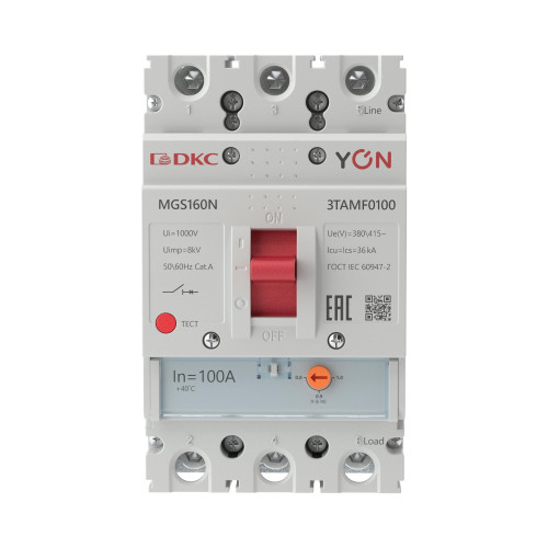 Авт. выкл. YON MGS160 3P 80-100A 36kA