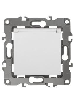 Розетка 1-м СП Эра12 12-2003-01 16А IP20 250В 2P+E Schuko защ. шторки защ. крышка без лапок механизм бел. Эра Б0038806