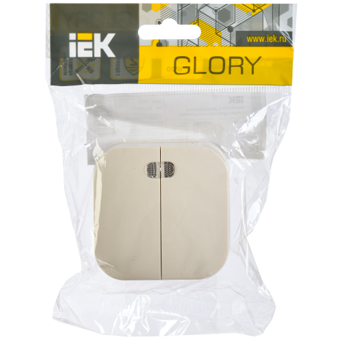 GLORY Выключатель 2-клавишный для открытой установки с индикацией 10А ВС20-2-1-ХК кремовый IEK GLORY Выключатель 2-клавишный для открытой установки с индикацией 10А ВС20-2-1-ХК кремовый IEK