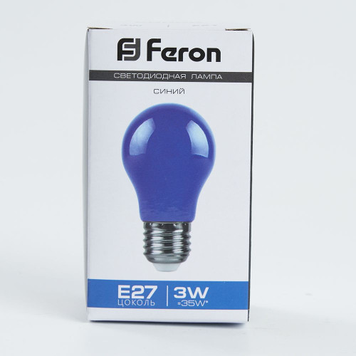 Лампа светодиодная Feron LB-375 E27 3W матовая 230V синяя Лампа светодиодная Feron LB-375 E27 3W матовая 230V синяя
