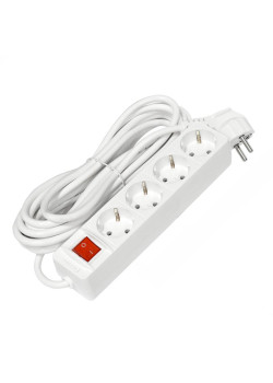 Удлинитель 4х5м с заземл. 16А IP20 3х1 с выкл. бел. DOMTOK 2500