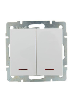 Выключатель 2-кл. СП Rain IP20 с подсветкой механизм бел. LEZARD 703-0288-112