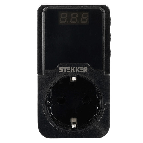 Реле напряжения для розетки регулируемое  STEKKER  VPR-200B, 230В,16A,черный
