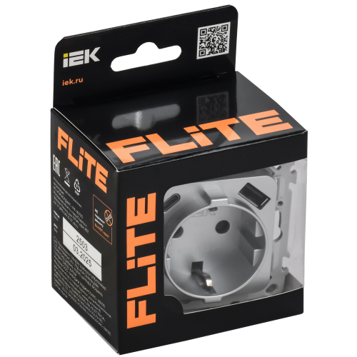 FLITE Розетка 1-местная с заземлением с защитными шторками 16А с USB A+C 20Вт безвинтовое крепление РСЮшс11-1-ФлА алюминий IEK