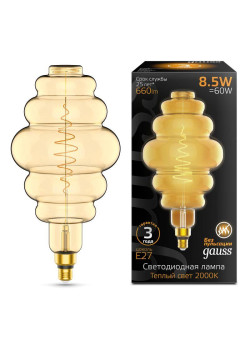 Лампа светодиодная филаментная Black Filament 8.5Вт Honeycomb золотая 2000К тепл. бел. E27 660лм GAUSS 161802105